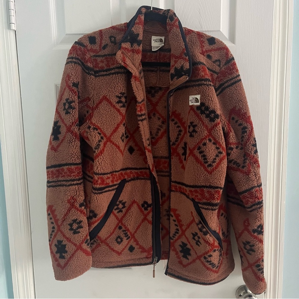 The North Face Brown and Red Fleece Jacket